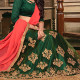 Traditional green coloured soft lehanga with thread work